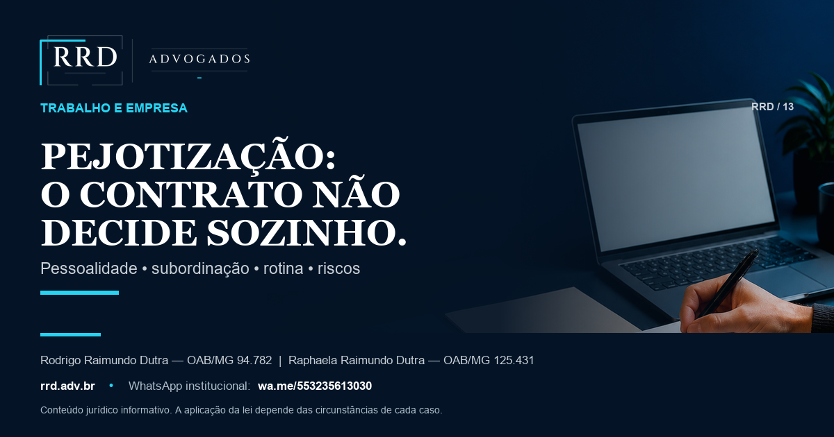 Mesa de trabalho com contratos genéricos, computador e rotina profissional organizada.